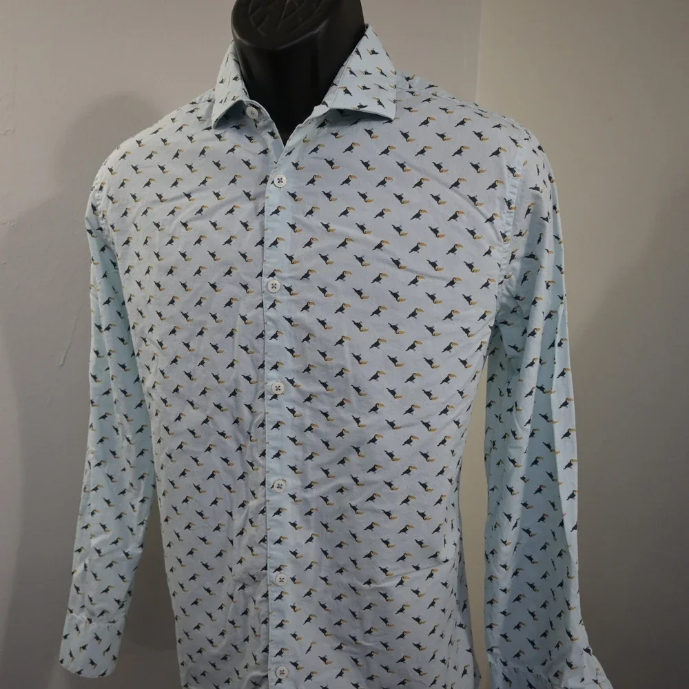 Original Penguin Button Up Dress Shirt Mens 15.5 32/33 Heritage Slim Fit Toucans